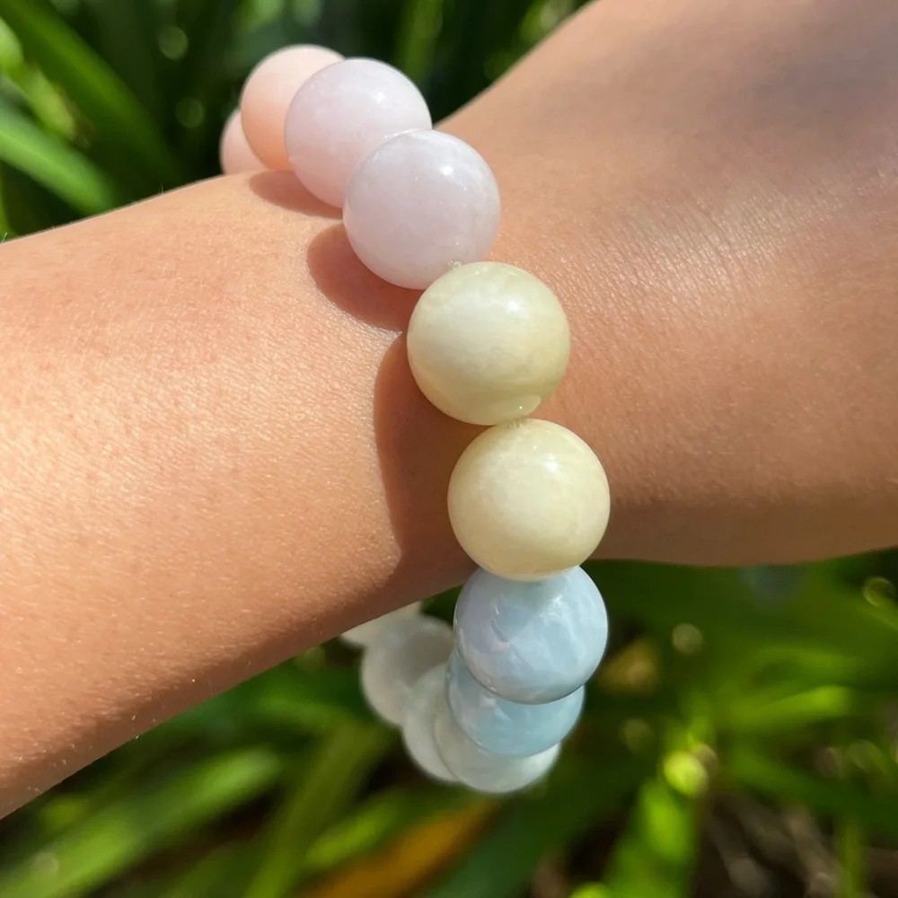 14mm stretchable chunky multicolor morganite‎ bracelet Palo